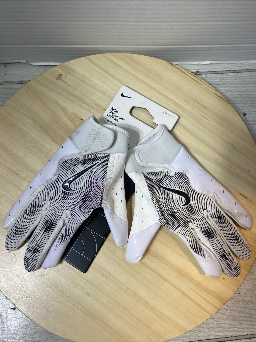 Nike Vapor Jet 8.0 Football Gloves Youth Large White/ Black Youth NWT!